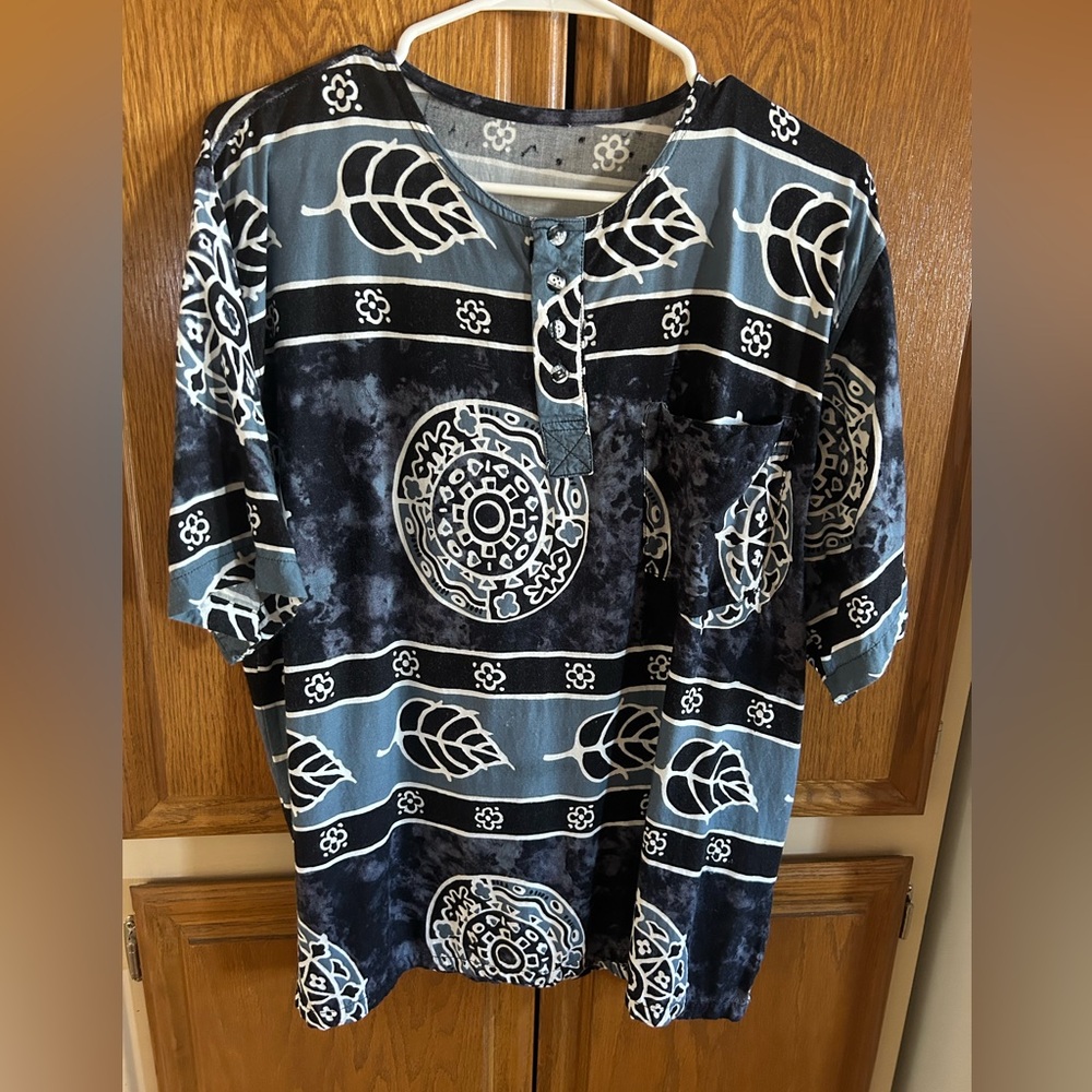 Blue and White Patterned Shirt